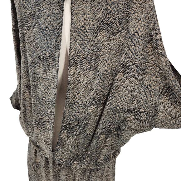 Karina Grimaldi Snake Print Deep V Open Back Silk Dress - Picture 6 of 9